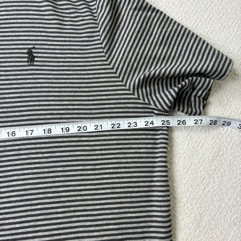Polo Ralph Lauren Mens XL Grey Black Striped Short Sleeve Polo Shirt Classic Fit